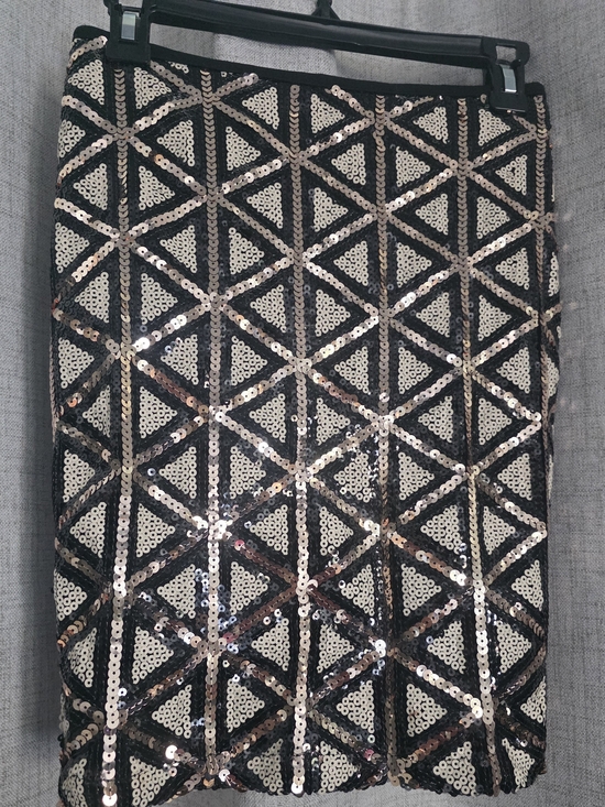 a'gaci Dresses & Skirts - a'gaci Black Pencil Skirt with Gold Geometric Sequin Pattern